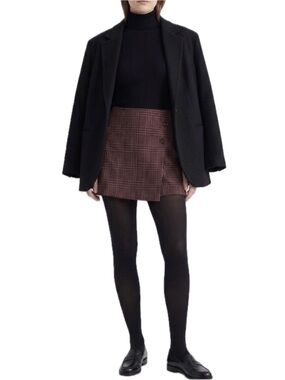 Red Glen Check Mini Skirt Size 8 Wool Blend Plaid Lined EUC